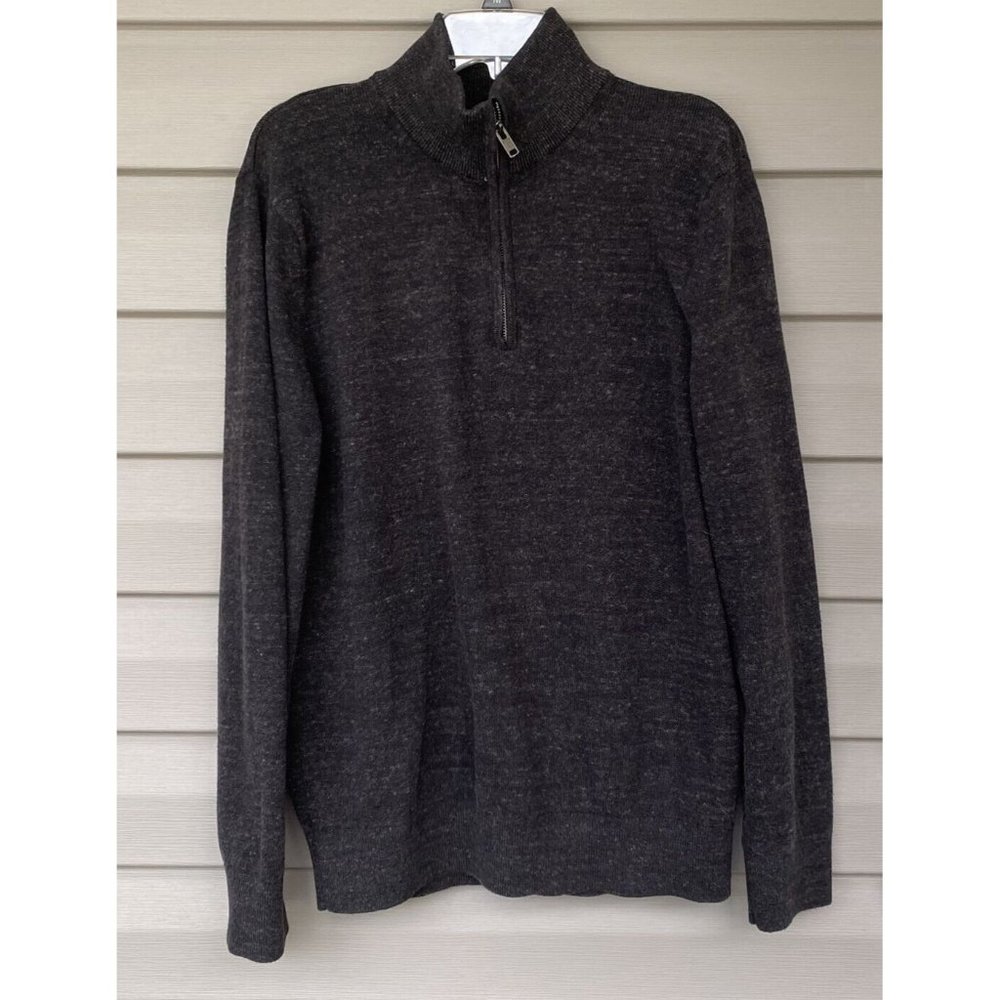 GAP Men's sweater mock neck quarter zip Large Charcoal Gray